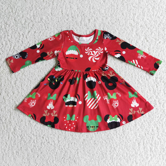 6 A11-4 baby christmas clothing long sleeve print kids dresses for  girls