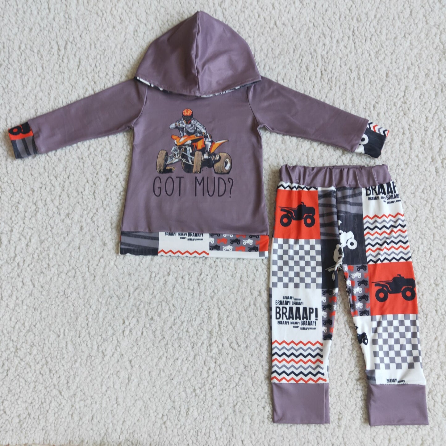 Cute Clothes 6 A10-28 boys outfit long sleeve and long pants with print