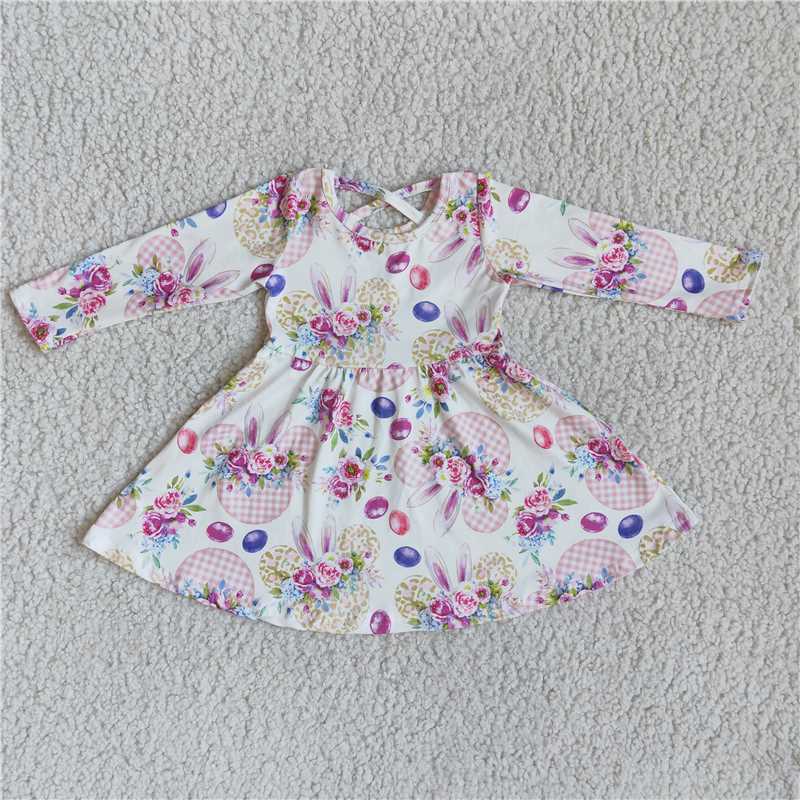 Easter bunny eggs pattern flowers dress