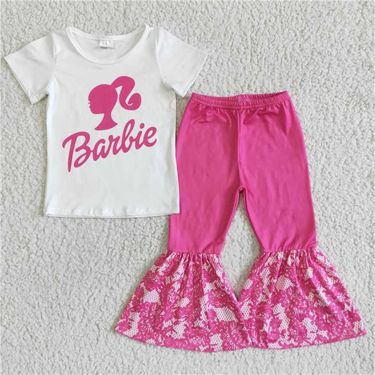 Cute Clothes  GSPO0055 Girls outfit short sleeve Pink long pants set