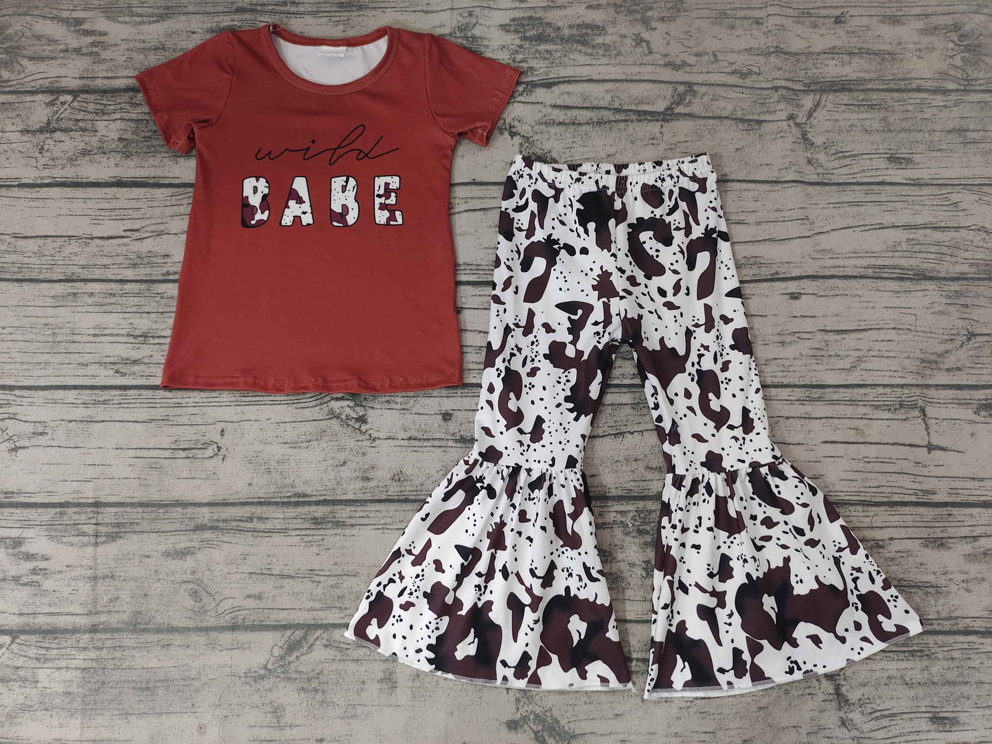 girls outfit long sleeve and long pants print