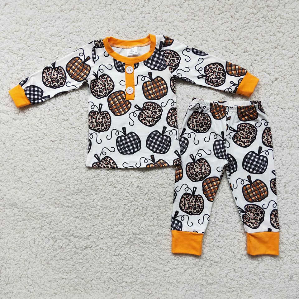 6 C11-38 2pcs match boy's long sleeve pjs pumpkin outfit