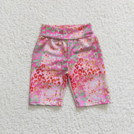 SS0028 Girls Rose Red Leopard Print Cycling Pants