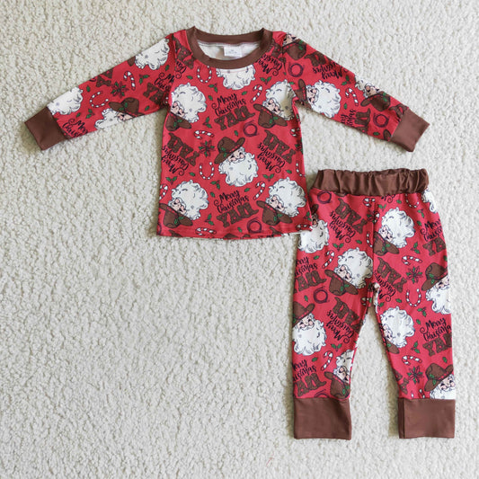 BLP0120 Kids Christmas Clothing Boys Long Sleeve Top And Long Pants Pajamas Set