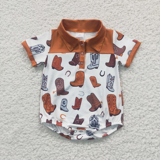 SR0221 Boots Orange Short Sleeve Bodysuit