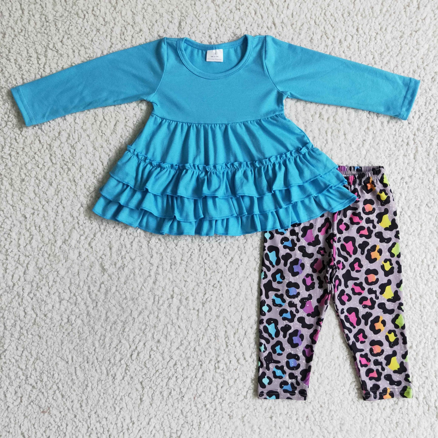 GLP0333 girls outfit long sleeve and long pants Leopard print