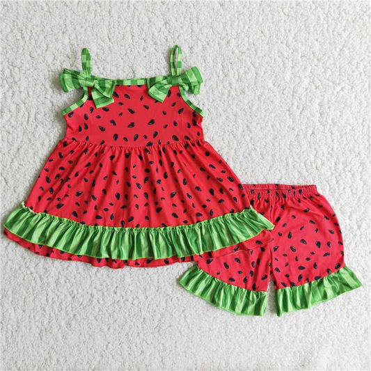 summer watermelon short sleeve suit