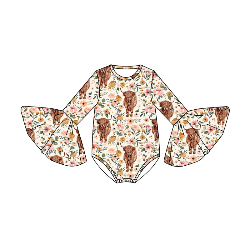 Flower Alpine Beef Long Sleeve Bodysuit