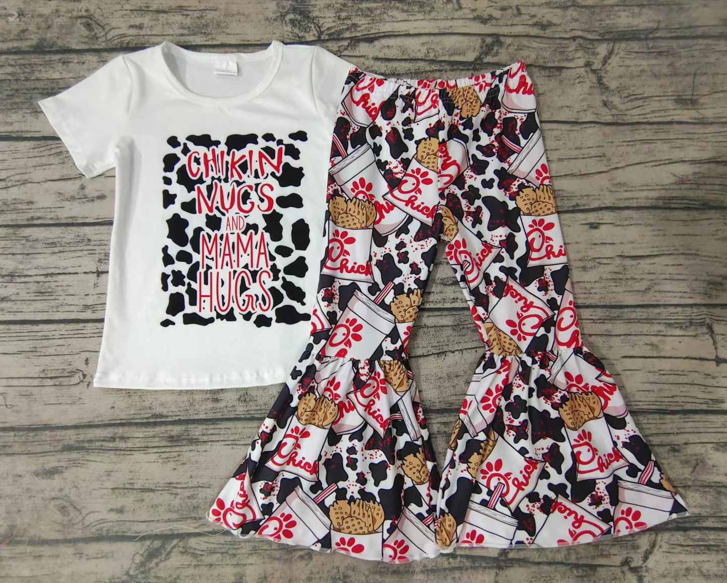 Girls Alphabet Short Sleeve Trousers Boutique Set