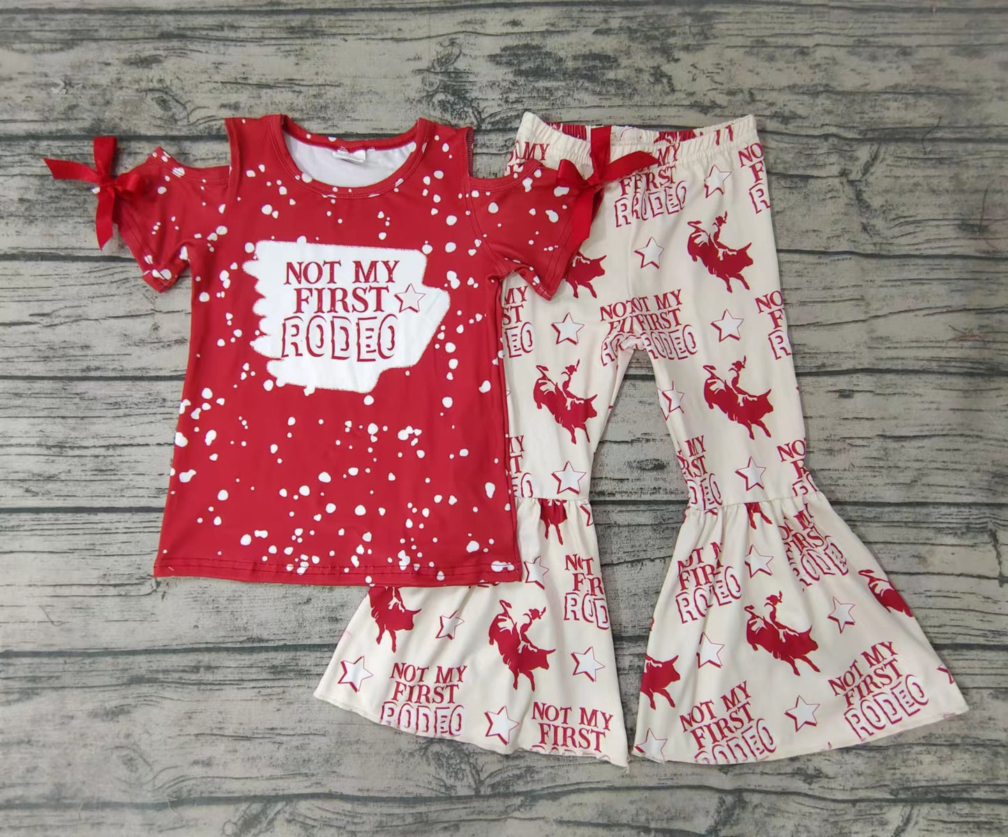 Grirl Red Bow Short Sleeve Pants Set