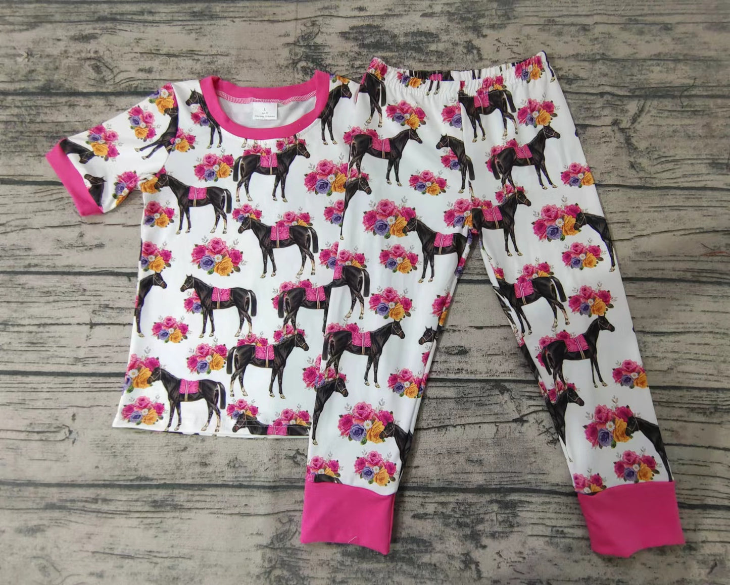 Girls Flowers Bull Tau Boutique Suit Pajamas