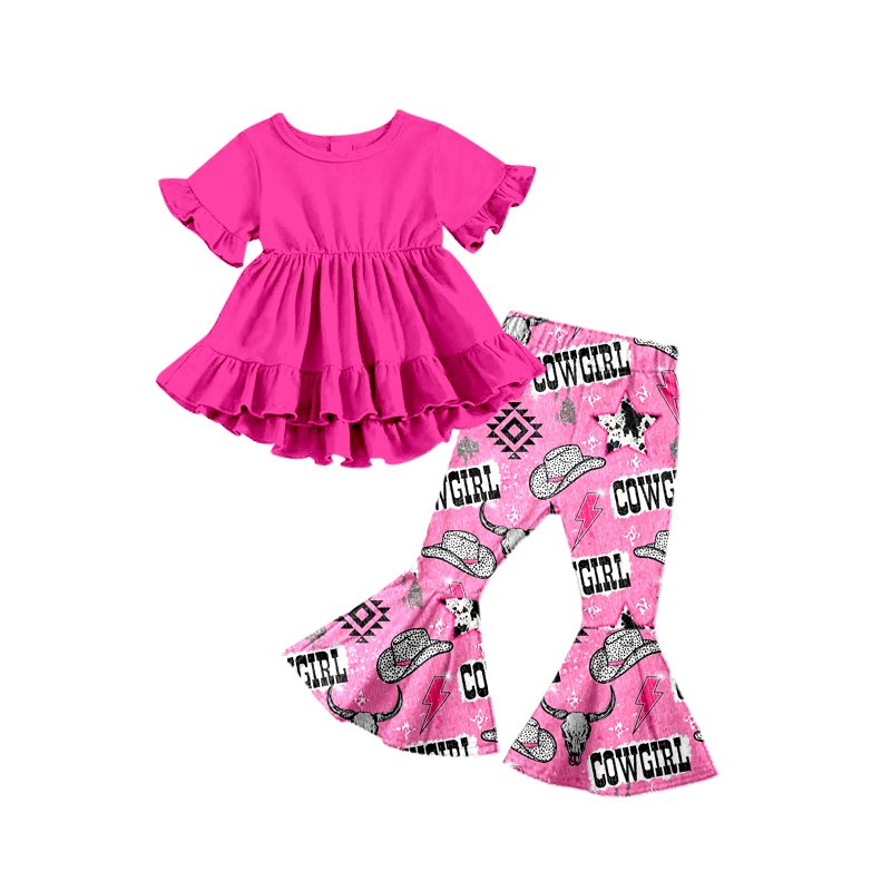 COWGIR rose lace short-sleeved trousers suit