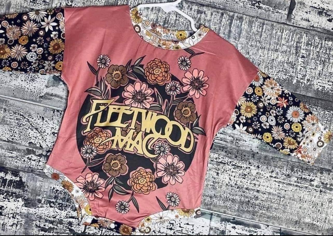 Girls Flower Alphabet Pink Long Sleeve Bodysuit Romper