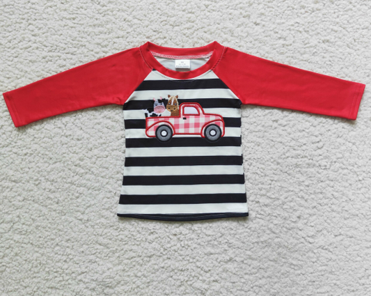Boys Red Car Print Long Sleeve Top