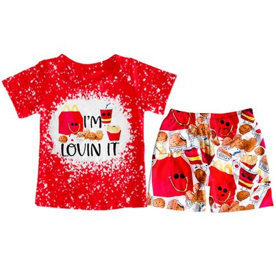 LOVIN IT Burger French Fries Cola Red Short Sleeve Shorts Set