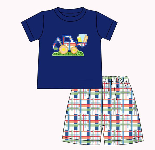 boys navy embriobery outfits