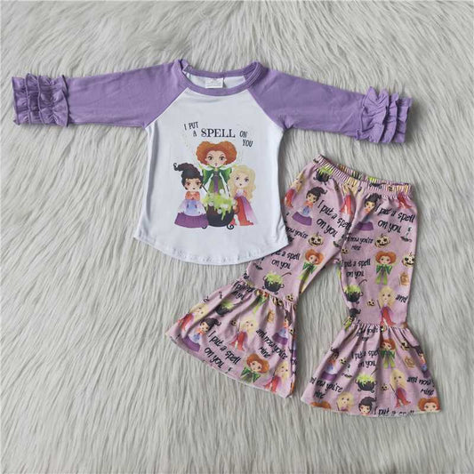 (Pre Order) No moq 6 A23-3 Kids Halloween clothes long  sleeve top with pants set