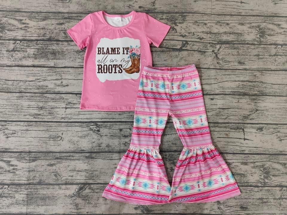 pink top with long pants