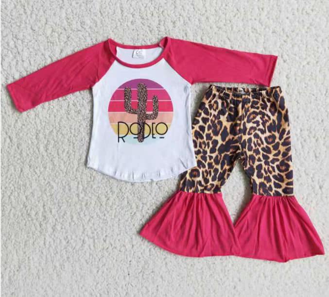 Cactus Rose Leopard Print Long Sleeve Suit
