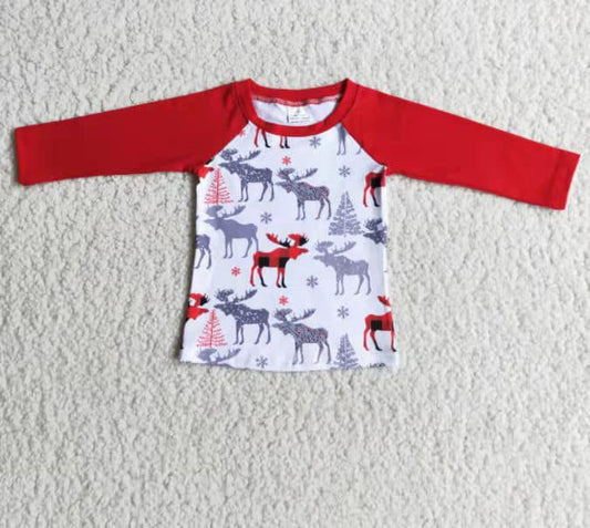 Red Long Sleeve Elk Top