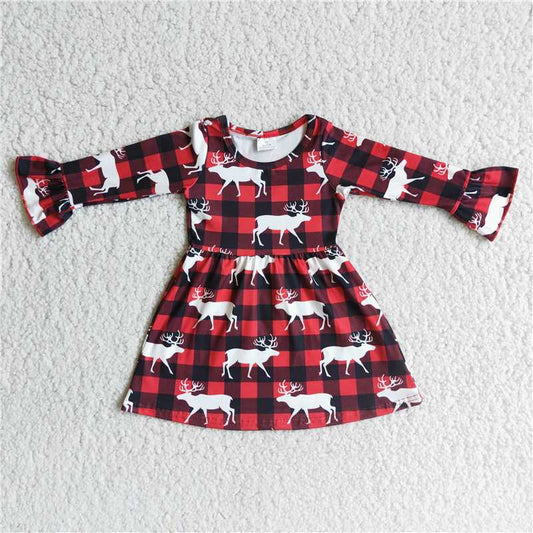 Christmas plaid deer pattern dress
