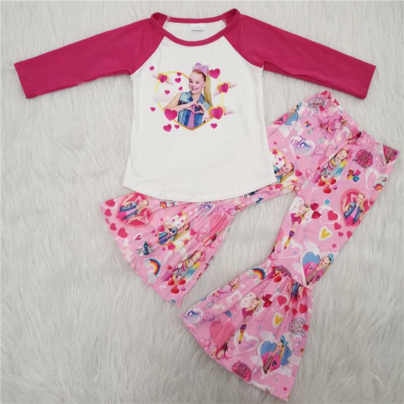 Valentine's Day Pink Girls Heart Flared Pants