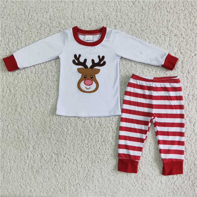 6A18-28 kids clothing boys christmas  long sleeve top with pants set
