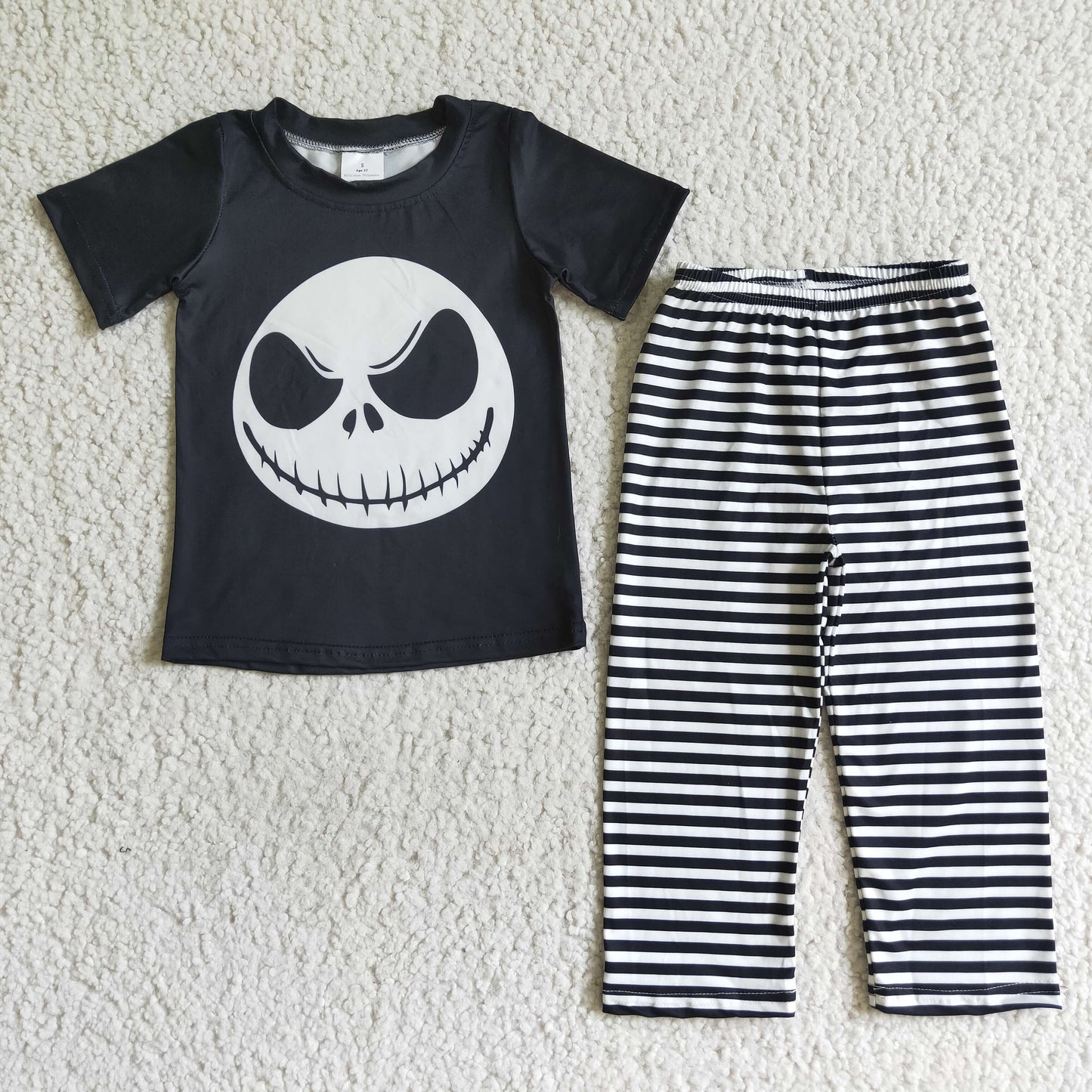 BSPO0025 boy halloween short sleeves long pants print baby clothing boy's sets
