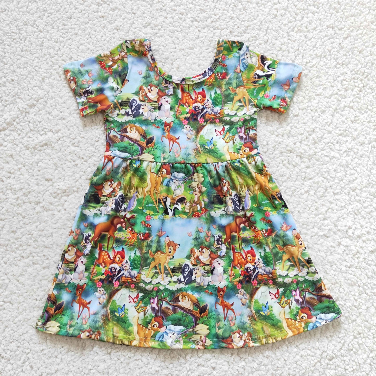 rts no moq GSD0179 Girls Bambi Short Sleeve Dress