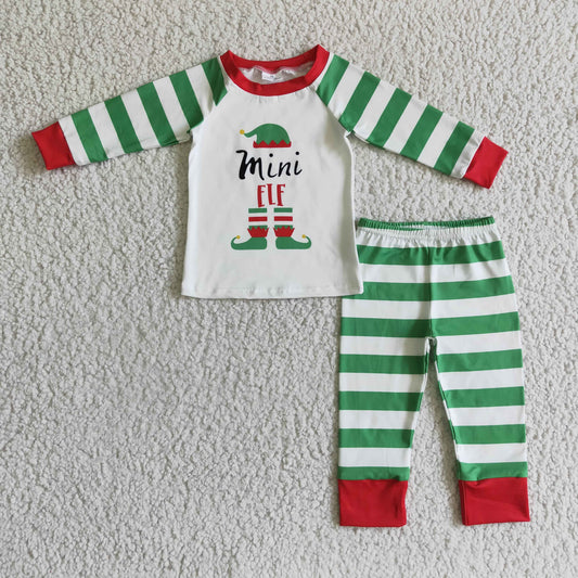 BLP0066 Kids Clothing Boys Stripe Long Sleeve Top With Pants Christmas Set