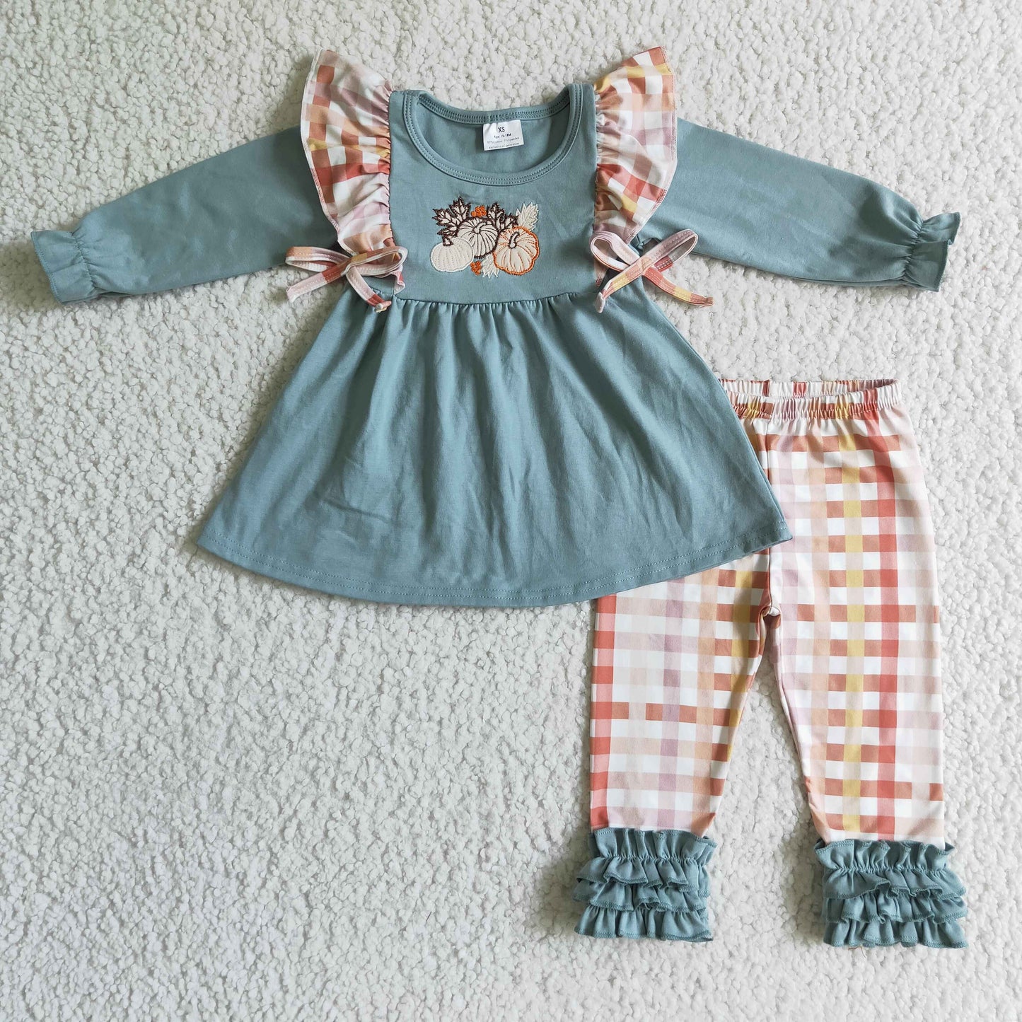 GLP0156 girls halloween outfit long sleeve and long pants pumpkin print