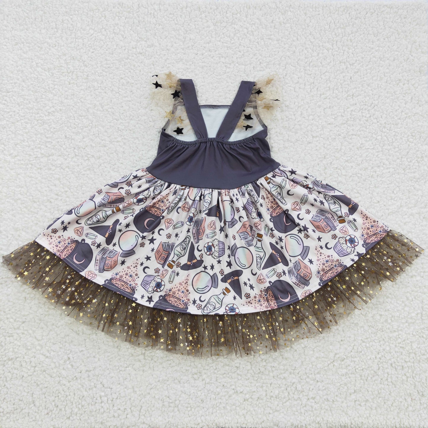 GSD0255 Girls magic star sequin mesh dress