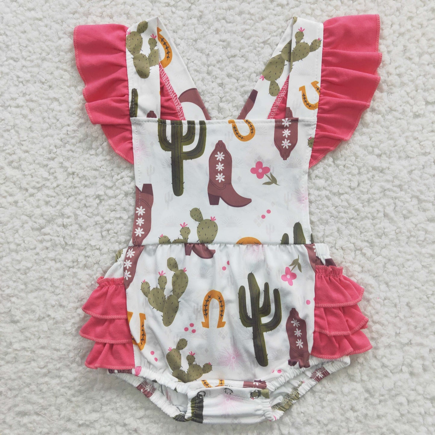SR0384Cactus Boots Fly Sleeve Bodysuit 0-3m -18-24m