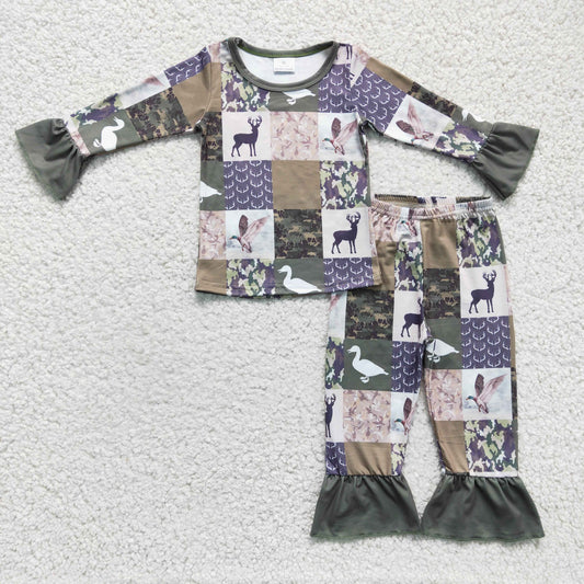 GLP0318 girls outfits animals print pajamas long sleeve long pants