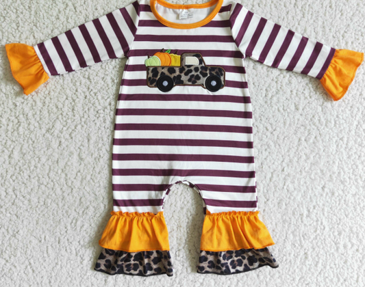 Girls  Halloween pumpkin design romper
