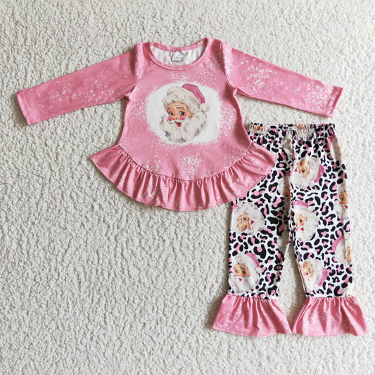 RTS NO MOQ ETA 5/7days Arrived GLP0245 Kids Clothing Girls Christmas Long Sleeve Top With Pants Santa Claus