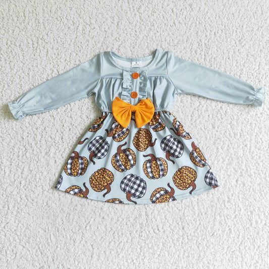 rts no moq GLD0007 Halloween Pumpkin Print Sleeve Dress
