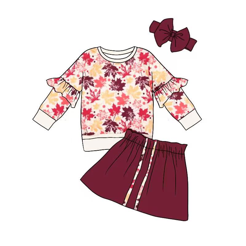 pre -order sample long sleeve and short dress maple leaf print moq 5