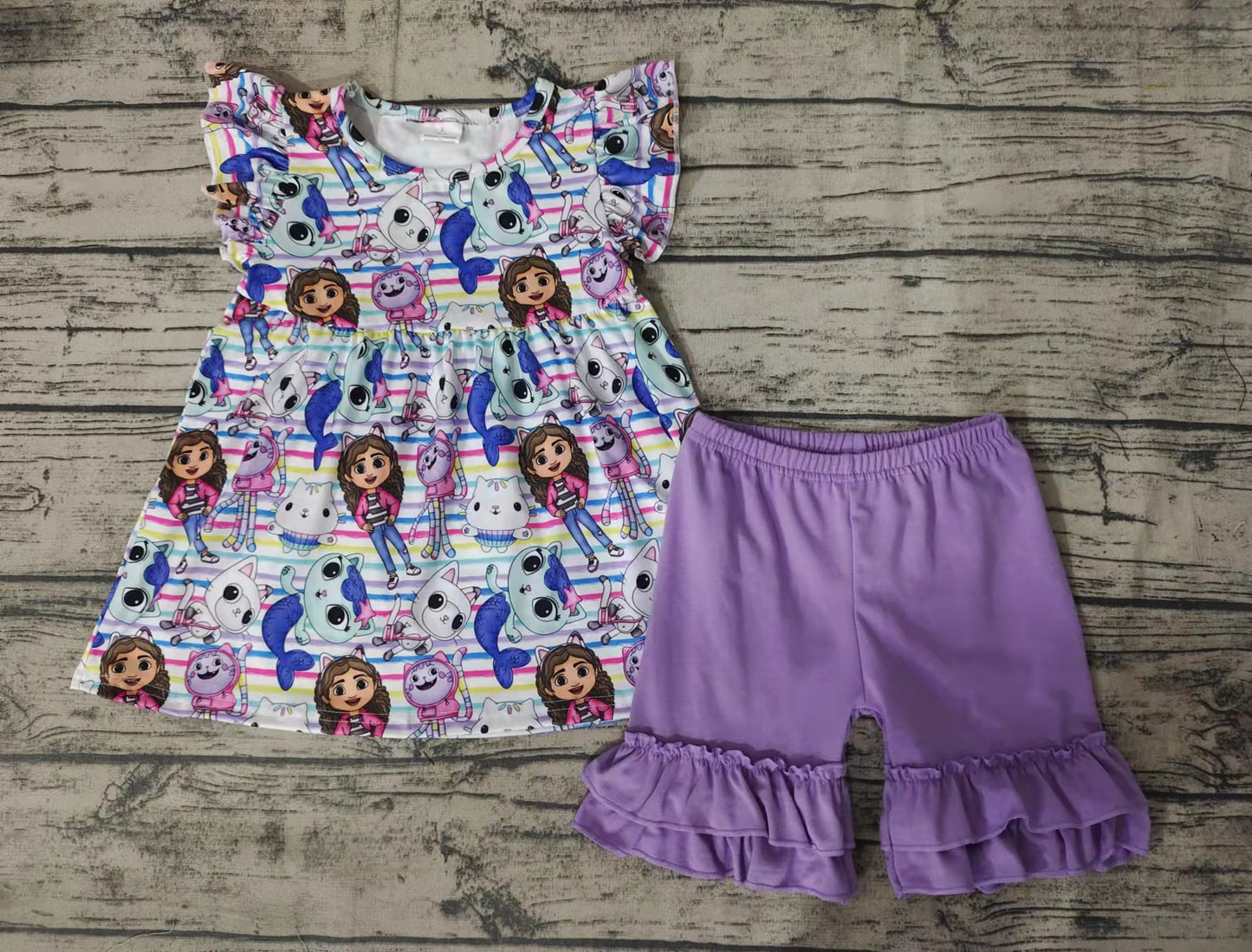 purple color fly sleeve with shorts