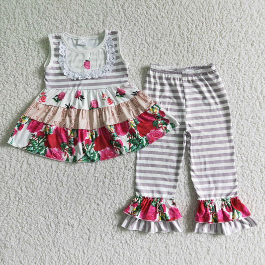 flowers top with long pants outfits