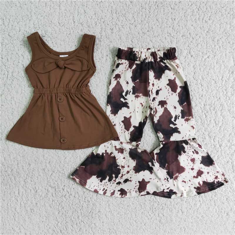 Brown top with cow pants outfits