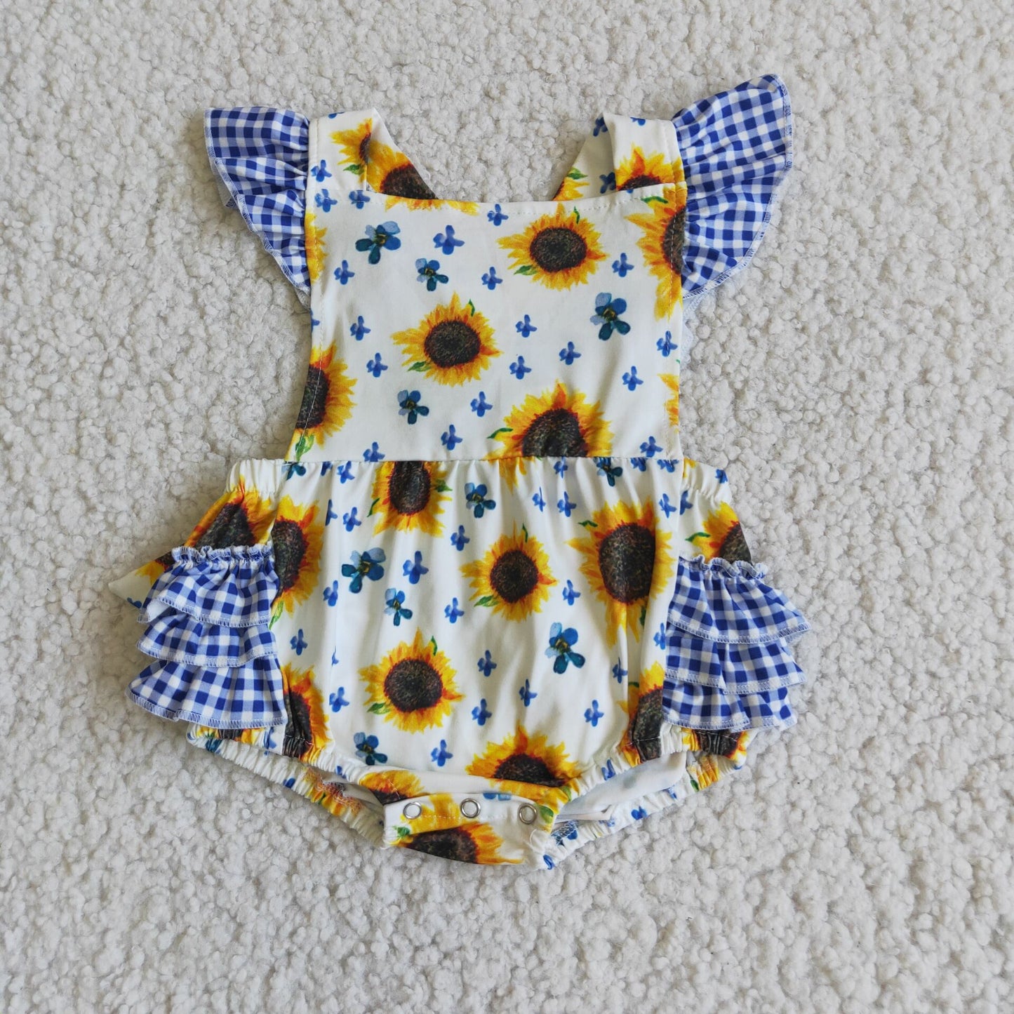 sunflower sleeveless romper checkered print