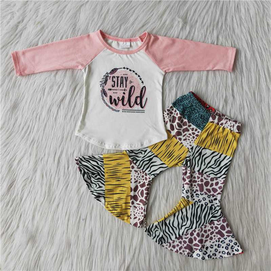 stay wild leopard pants girl set