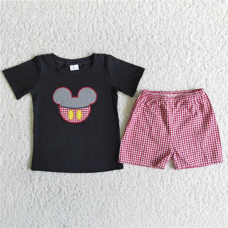 Boys fine red check suit