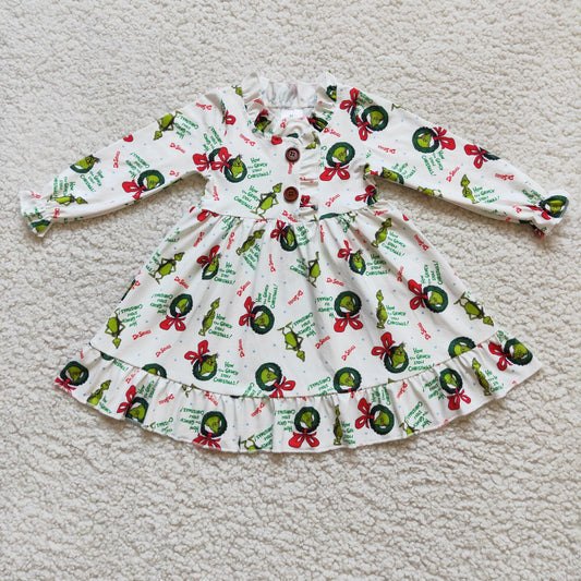 Christmas dress white long sleeve dress