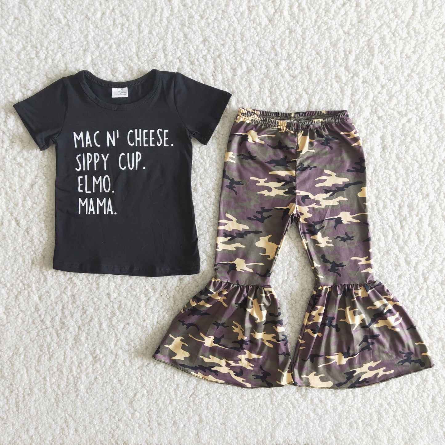 Mama letter short sleeve camouflage pants suit