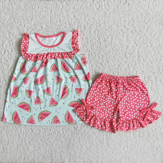 watermelon pattern polka dots short pants set
