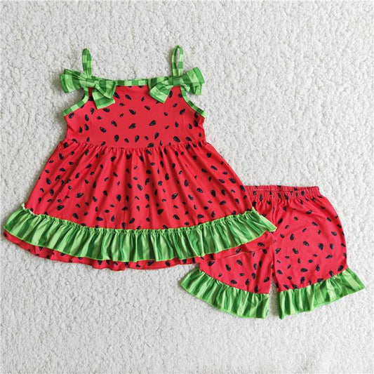 watermelon red green short pants set
