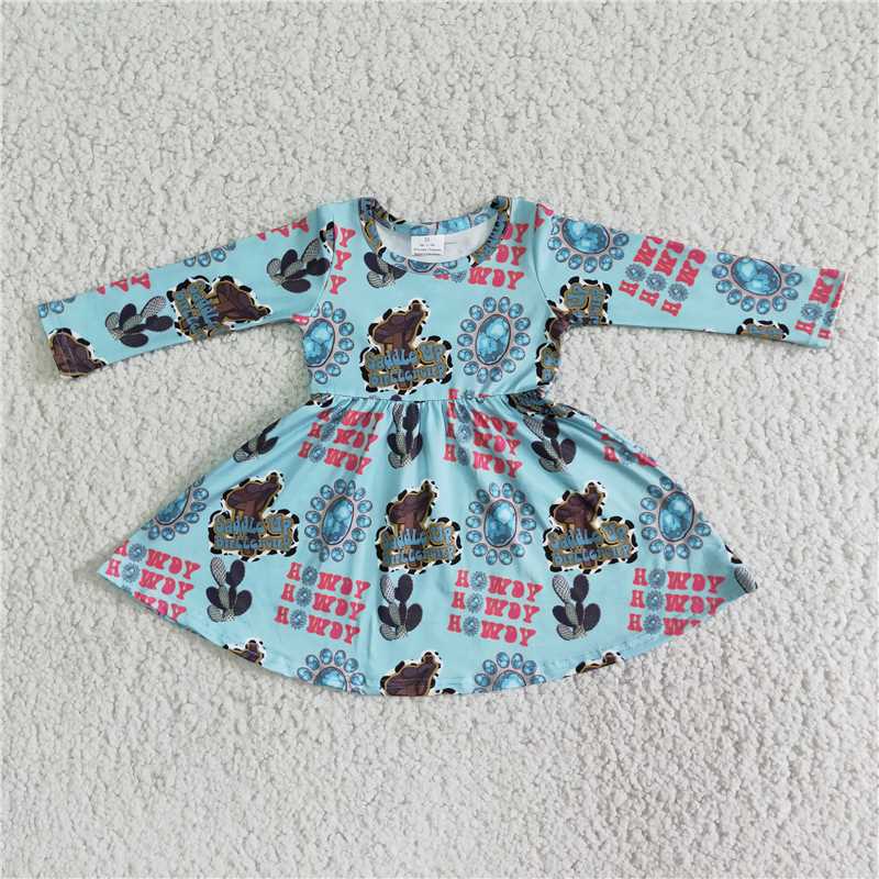 long sleeve howdy letter print dress