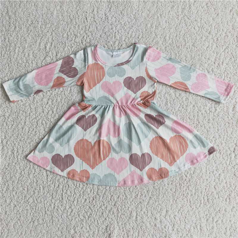Valentine day long sleeve dress love print
